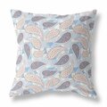 Homeroots 16 in. Boho Paisley Indoor & Outdoor Throw Pillow Blue White & Pink 414105
